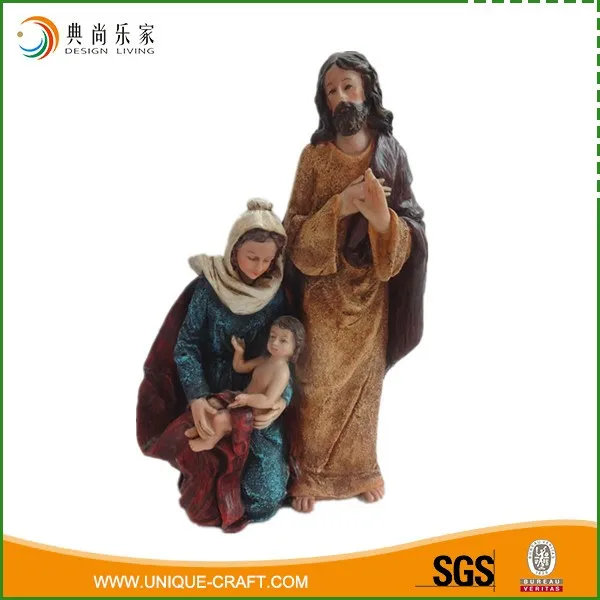 Antique Small Christmas Resin Nativity Figurines Set