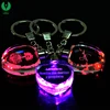 Custom Logo Heart Shape Crystal Keychain,Light Up Crystal Keyring,Multicolor Crystal led keyholder