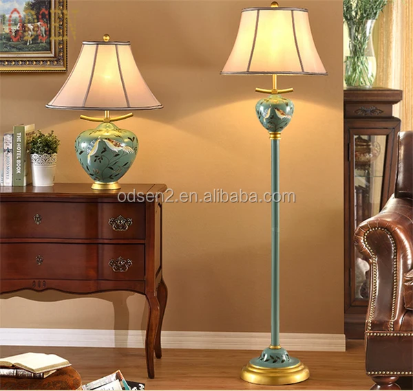 American Style Resin Floor Lamp Traditional Hand Drawing Painting Floor
