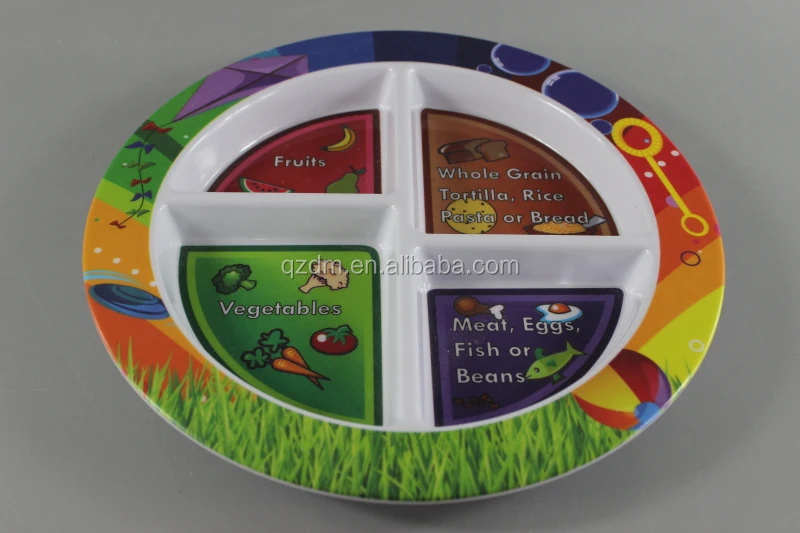 9inch Melamine 4 Divide Dish Plastic Food Section plate