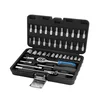 FIXTEC Hand Tools Adjustable Long Handle Ratchet Wrench 46pcs Car Repair Tool Kit
