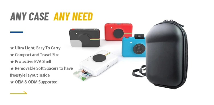 Latest Style Zipper Closure Eva Shockproof Camera Bag Leather