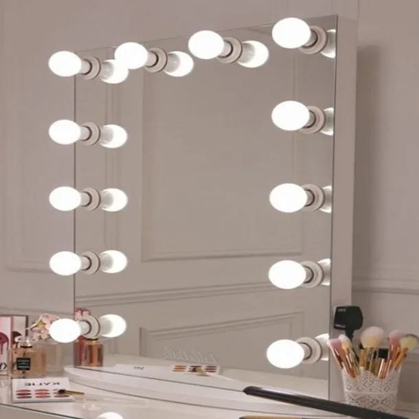 2019 china gold suppliers frameless led hollywood mirror with 12pcs light bulbs Wall mirror, desk makeup mirror
