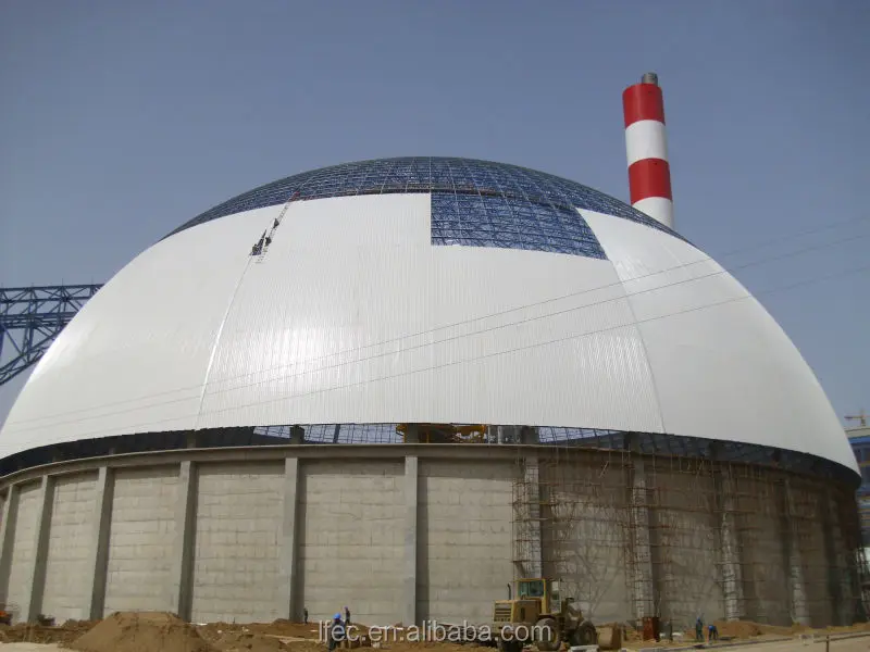 Lightweight steel dome space frame for coal storage