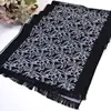 Black and White Paisley Pattern Scarf Warm Silk Men Scarves in Winter
