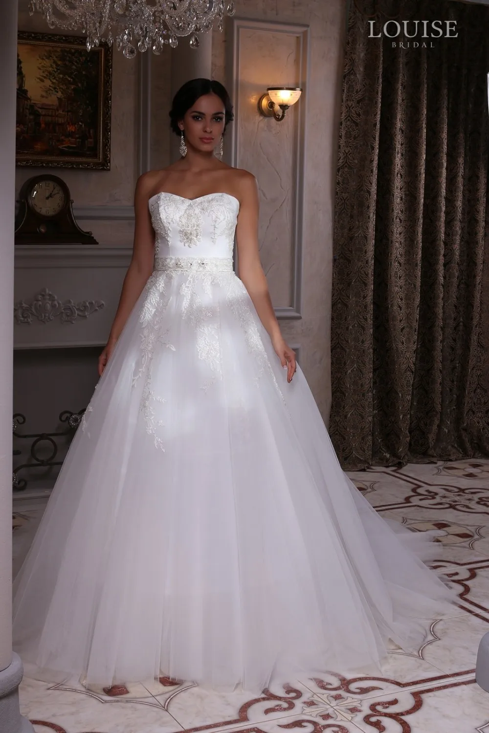 Lbs 30 Sweet Beaded Applique Bodice Strapless Bridal Gown 2016 Low