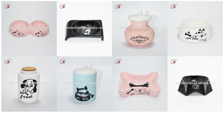Pink Cylinder Ceramic dog design pet food container, dog treat jar, pet treat jars