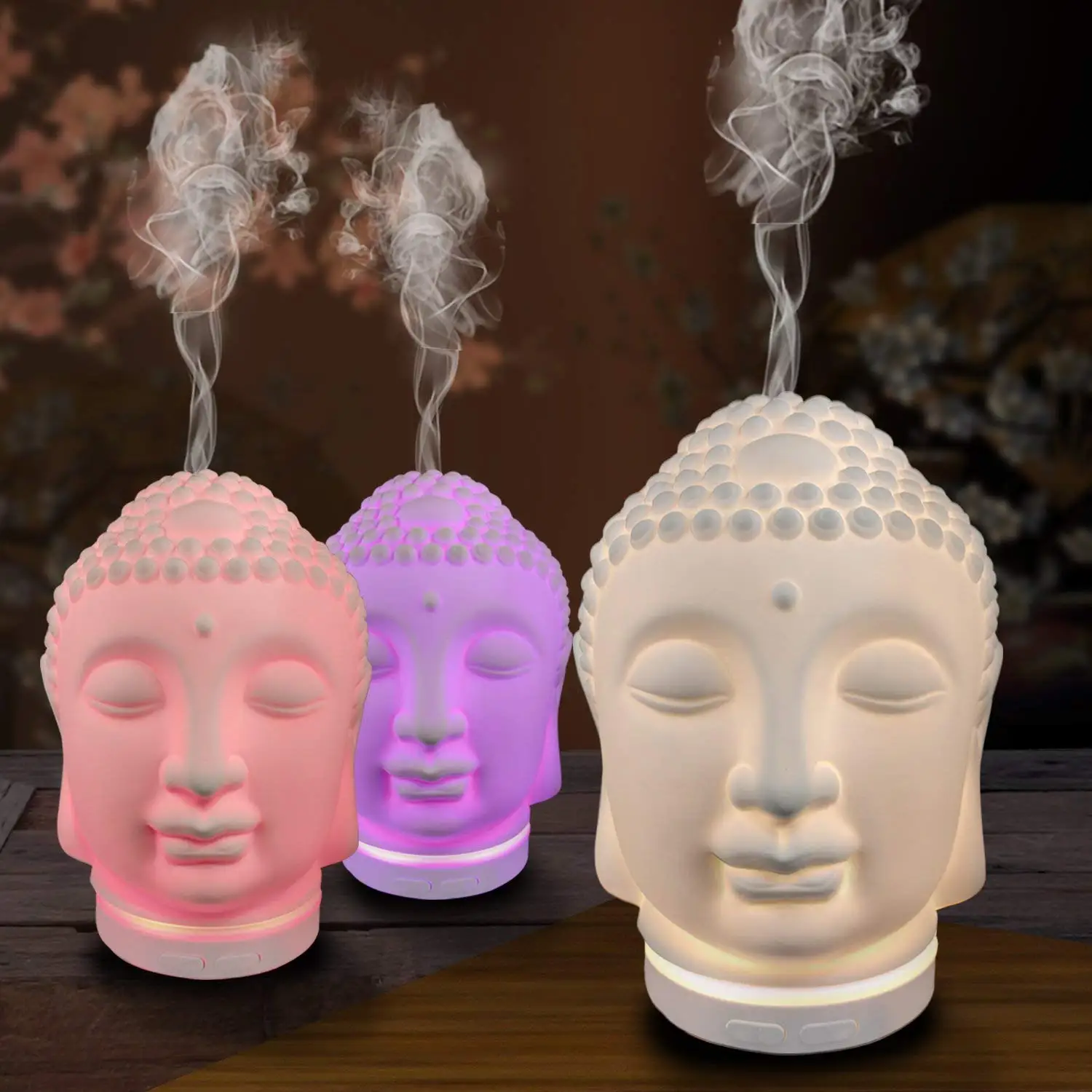 Zen Buddha Head Shaped Ceramic Stone Porcelain Ceramic Oil Diffuser