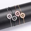 Cubic Zirconia 26 Alphabet Letter Charm Bracelet Femme Copper A-Q Initial Chain Bracelets for Women Jewelry Adjustable