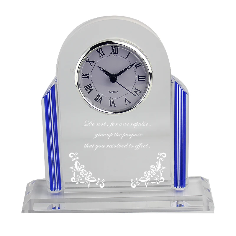 Creative Office Desk Gifts Acrylic Block Clock,Acrylic Award Clocks And