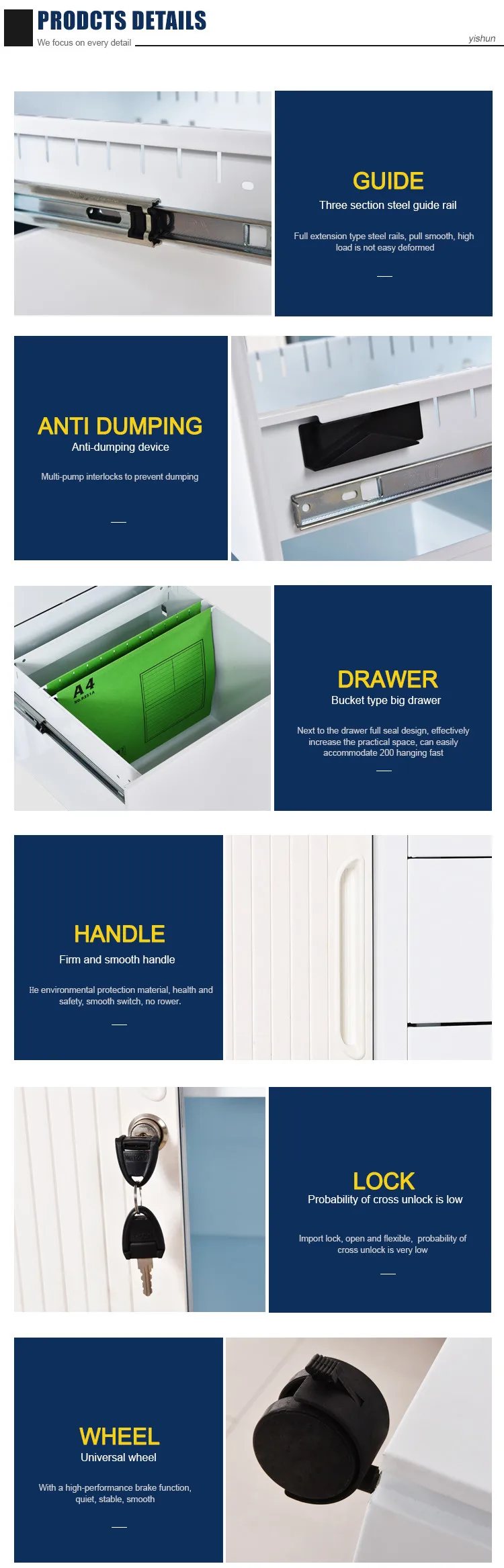 New design small tambour door cabinet with wheels