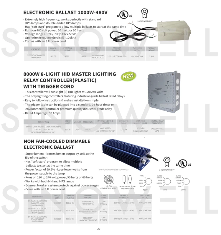 China Top 3 Supplier 277v 1000 Watt Hps Electronic Ballast/600 Watt Led