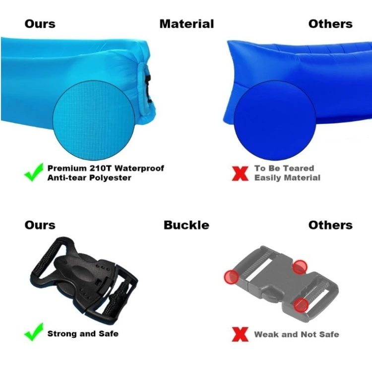 2018 amazon top seller wekapo inflatable lounger outdoor camping lazy air lounger sleeping bags