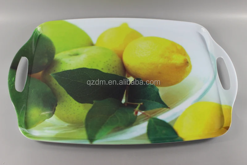 19inch melamine serving tray with handle fruit print
