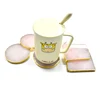 factory wholesale bar accessories rose quartz bulk coasters, tea cup platter with plated rim