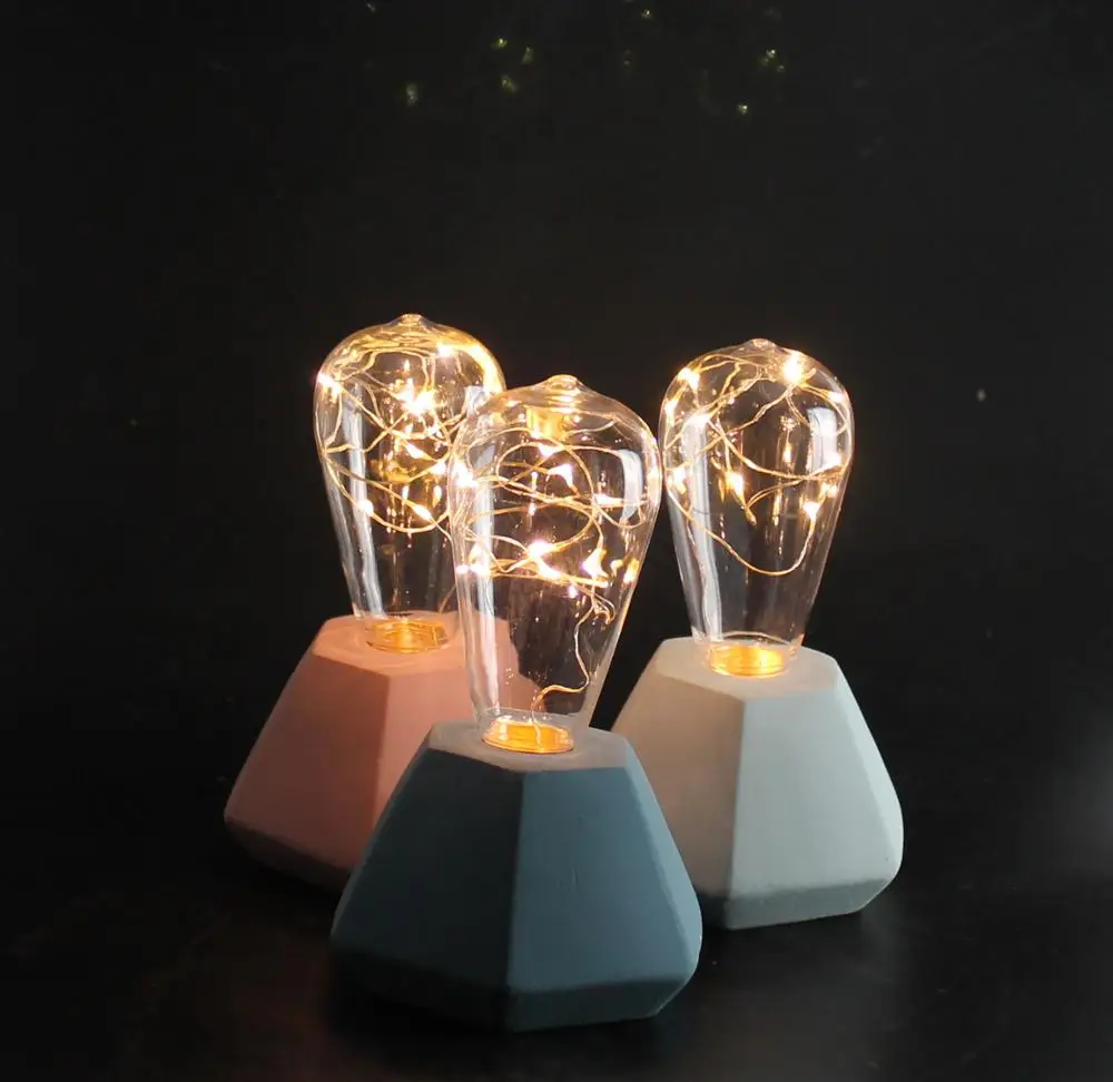 Cement table  desk lamp with plastic bulb in colorful shining led lights/desk lamp led