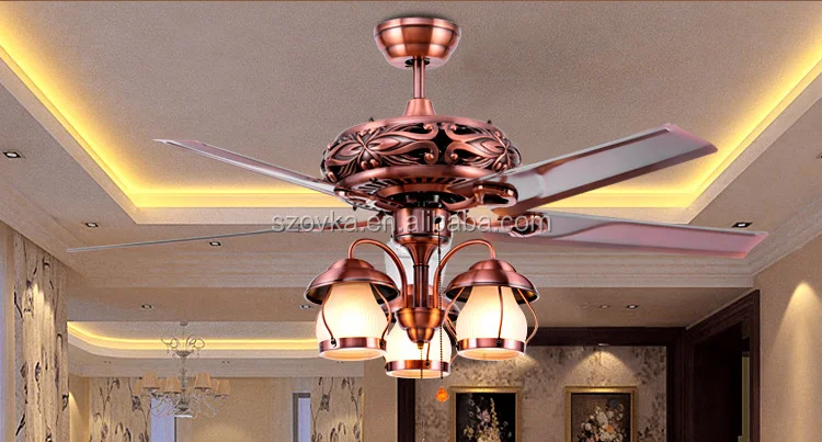 High quality 10 years warranty retro LED light decorative ceiling fan remote control
