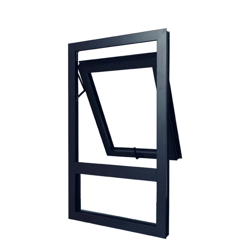 Aluminium double glazed top hung window with built in blinds