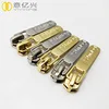Extra Long Frame Metal Shiny Gold and Silver Embossed Logo Zipper Pull