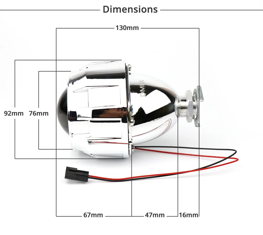 Dmex Universal Bi Xenon Hid Projector Headlight With H1 H4 H7 Socket