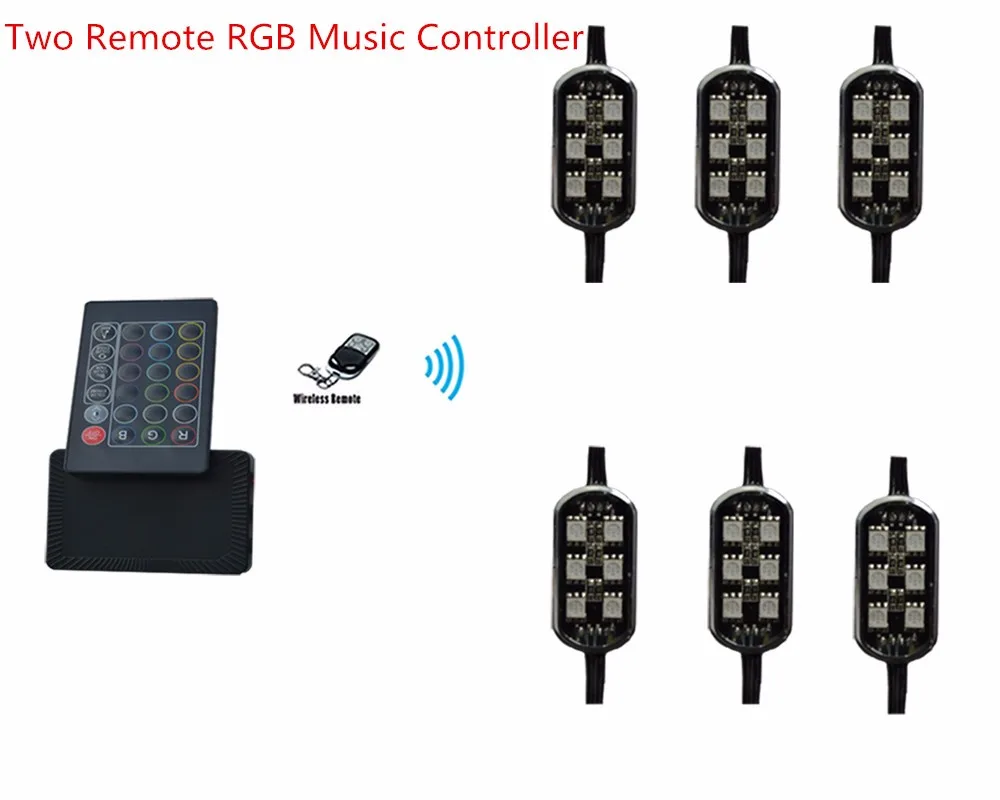 6Pc Pod Premier Million Color Motorcycle Underglow Neon LED Accent Light Kit with TWO remote music controller