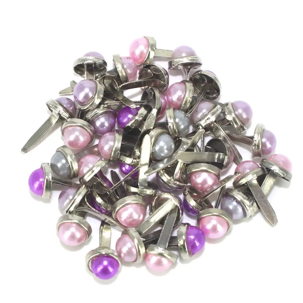 Flameer 100pcs 7.5mm Flower Shape Metal Brads Scrapbooking Embellishments DIY Craft