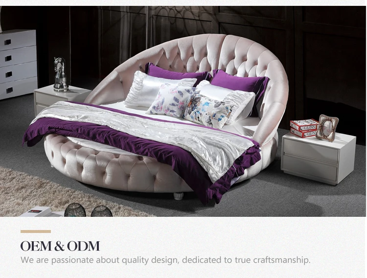 Luxury romantic style king modern white round bed furniture prices soft