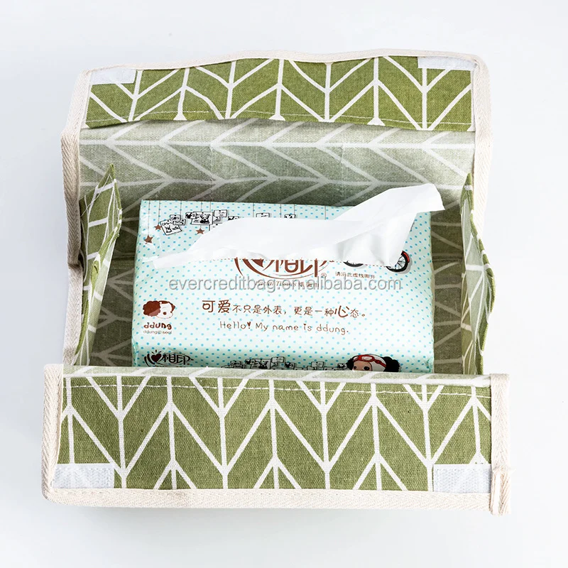 Waterproof Cotton Linen Tissue Holder Desk Organizer Cosmetic Organizer Storage Box