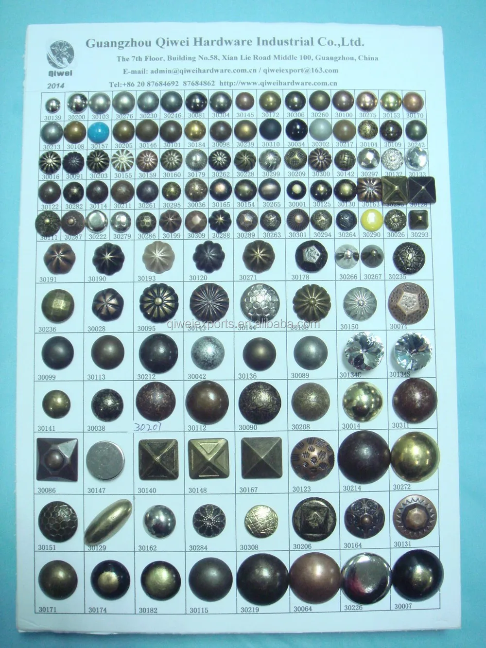 Qiwei sofa nail sample board