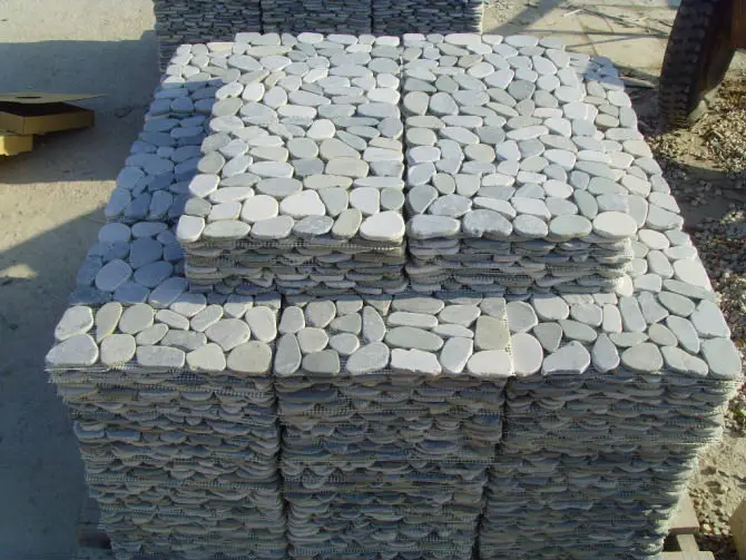 Cut Mesh Pebble Stone Garden Outdoor Floor Paver Tile Cut Mesh Pebble Stone Garden Outdoor Floor Paver Tile