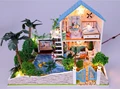Free Shipping DIY Model Romatic lover House Assemble Villa Doll Home children toy Mini Wooden Miniature