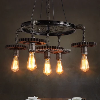New Machine Wheel Gear Age Steampunk Pipe Led Pendant Bedroom Lamp With Vintage Industry Style Chandelier New Machine Wheel Gear Age Steampunk Pipe Led Pendant Bedroom Lamp With Vintage Industry Style Chandelier