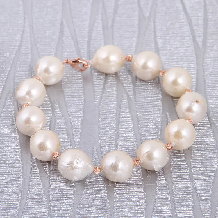 Big Baroque Freshwater Pearl Bracelet With High Quality Silver Fashion ...