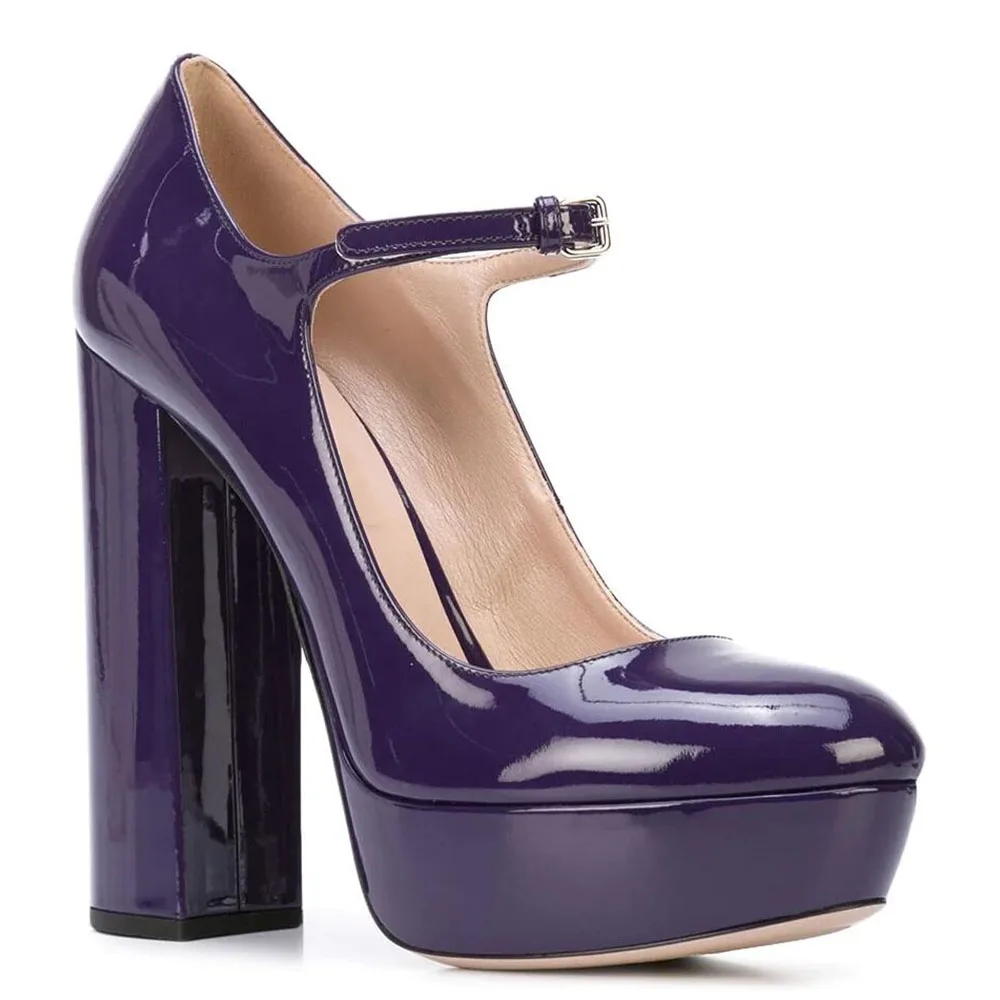 black mary jane pumps chunky heel