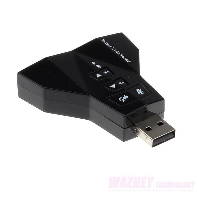 USB 2.0 Black External 3D Virtual Audio Sound Card Adapter Converter 7.1 CH LUSO 