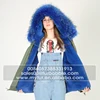 Myfur Royal Blue Real Raccoon Fur Hood Custom Fur Lining Women Mini Parka Jacket