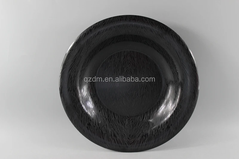 Black Plastic dinner plate Embossment deep dishes