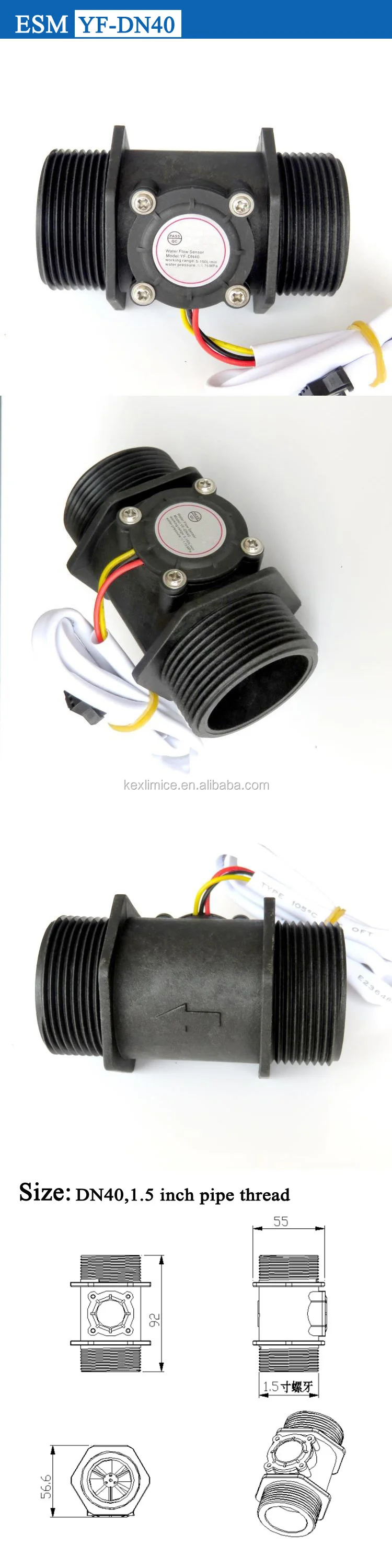 Esmyfdn40 1.5 Inch Dn40 Turbine Water Flow Meter For Swimming Pool