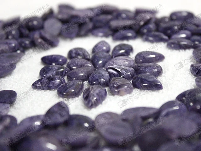 Natural semi precious stone natural charoite 10x14mm pear cabochons (71).jpg