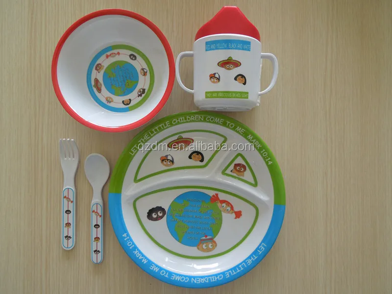 100 % melamine kids dinner sets for 5pcs