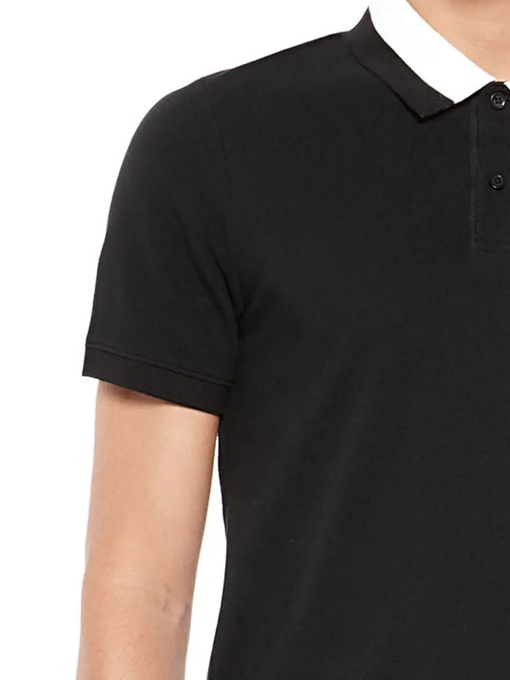 black and white collar polo shirt