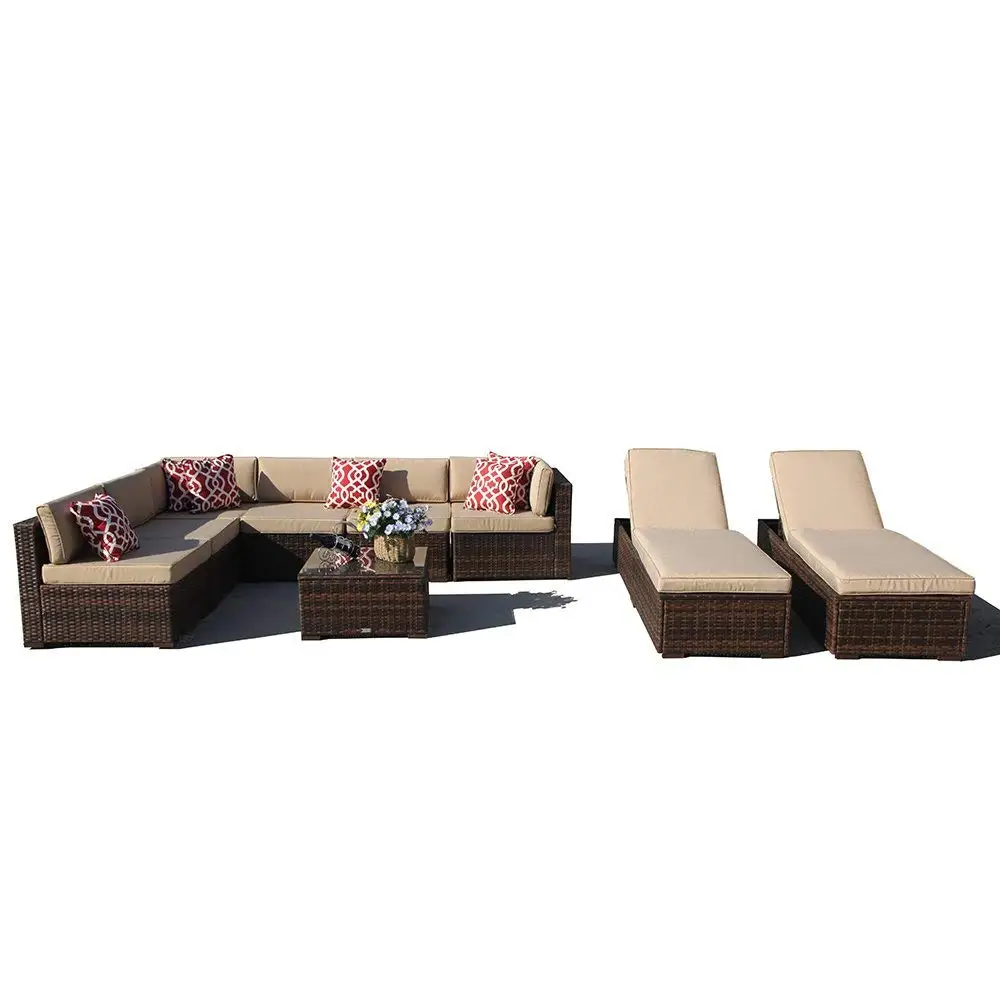 Ashley Furniture Sectional Sofas Find Get Quotations Super Patio 9 Piece Outdoor Furniture Sectional Sofa Set All Weather Pe Brown Wicker