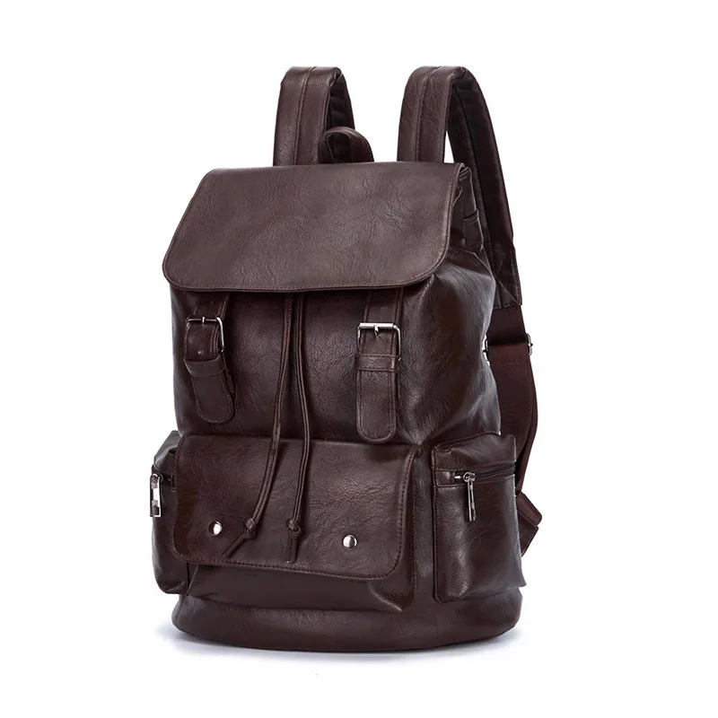 black leather backpack men