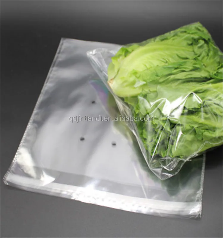 Wholesale Clear Breathable Opp Cellophane Plastic Fresh Vegetables Bags