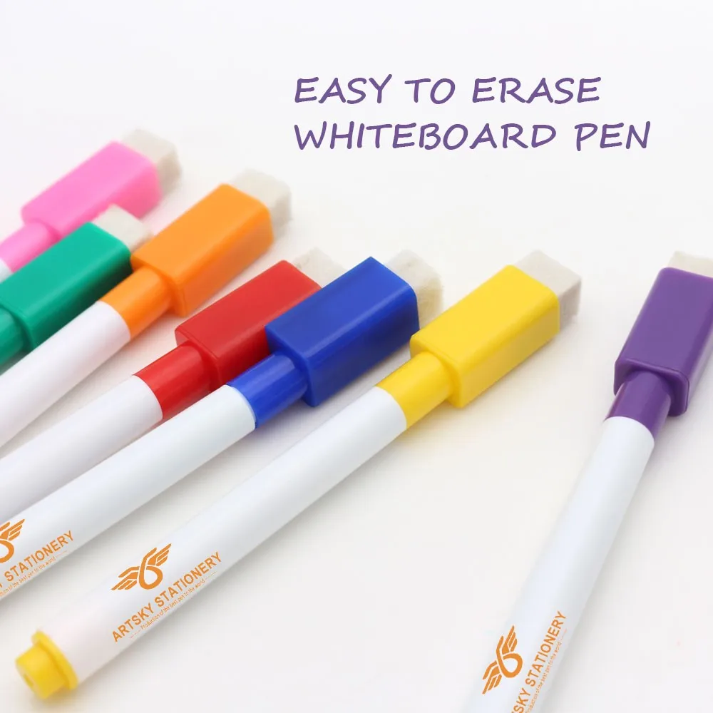 Dry Erase Markers,Rewritables,Mini,Fine Colors,6