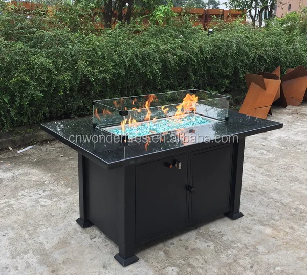 Outdoor Gas Feuerstelle Tisch Mit Rechteck Granit Tisch Tops,55,000 Btu