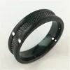Top Grade 316L Stainless Steel Pure Black Plated Diamond Cutting Pattern Thread Lines Wedding Band Engagement Ring