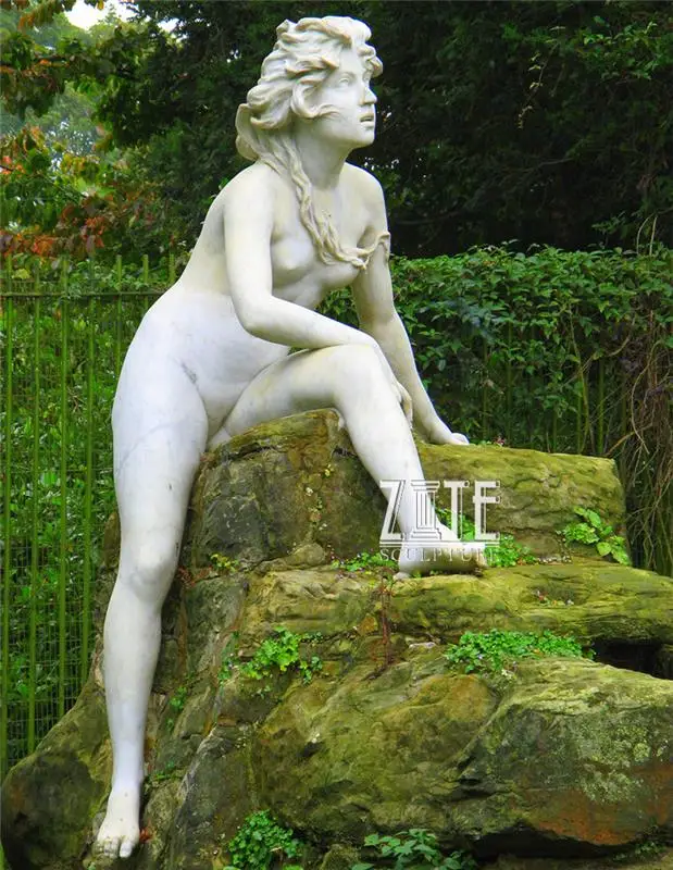 Outdoor Garden Ornament nude marble statues of sexy girl. 