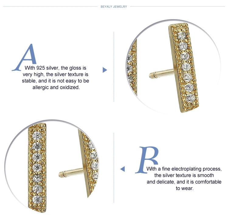 Gold plating silver bijoux designer diamond ear tops earrings