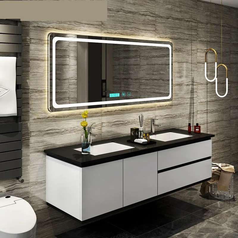Smart bathroom mirror cabinet modern bathroom wooden vanity